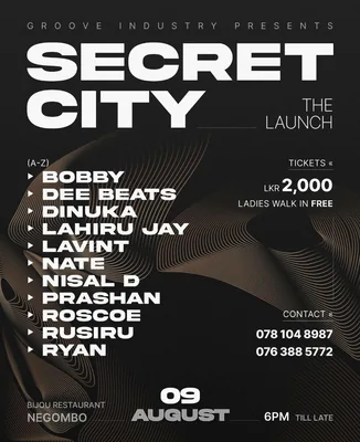 Flyer for Secret City: The Launch